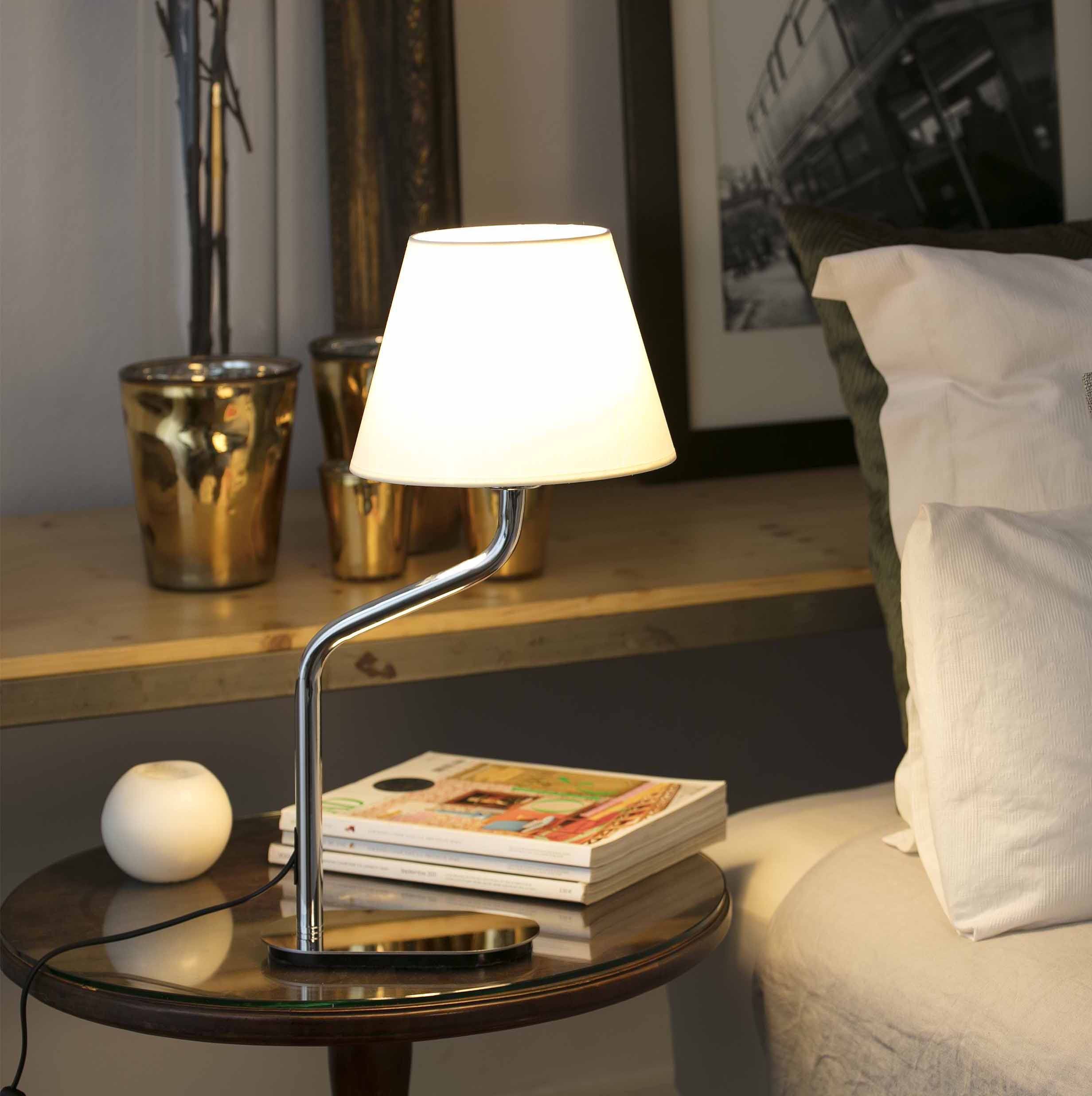 Veioza / Lampa de masa moderna design elegant ETERNA crom/alb 24008+2P0221
