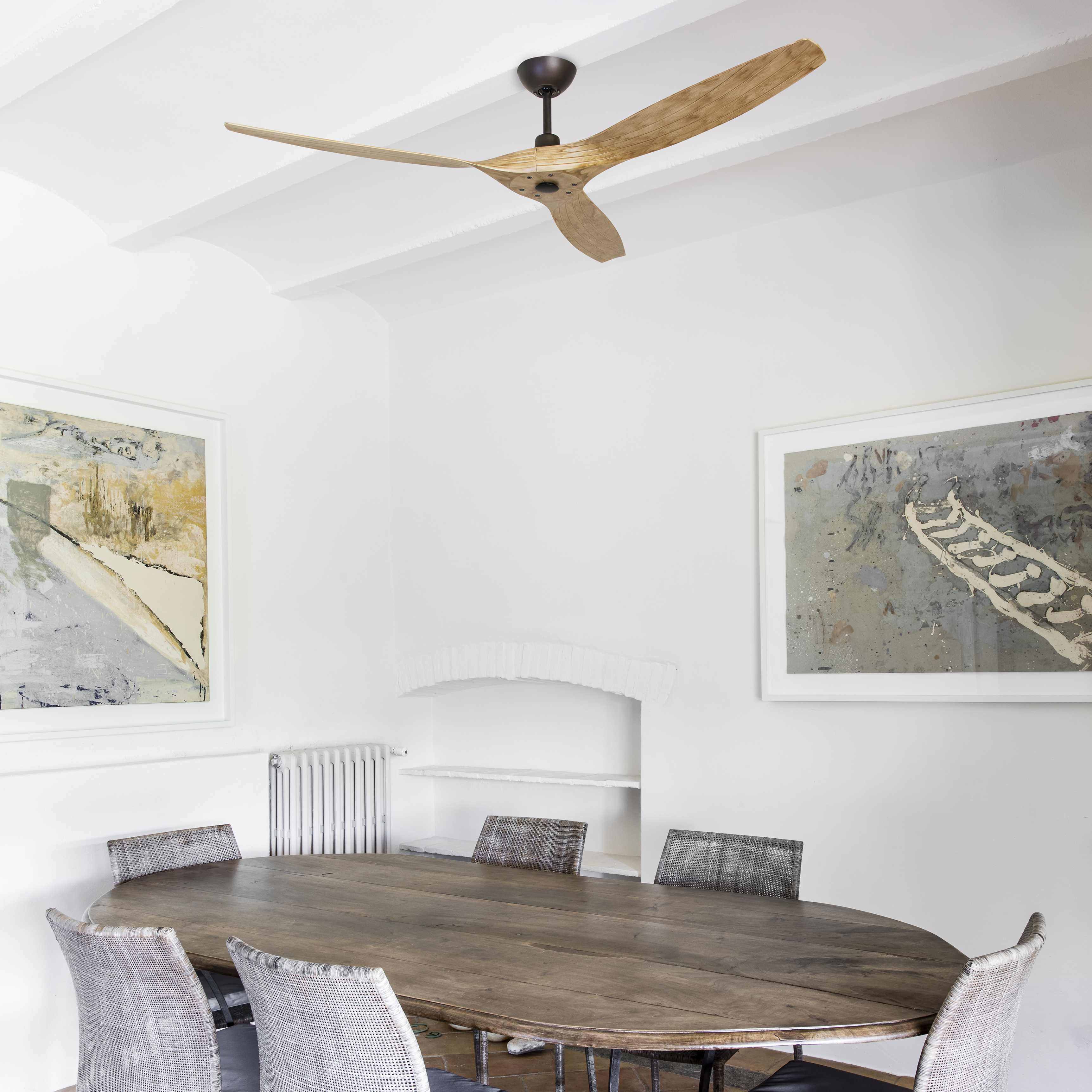 Ventilator de tavan cu telecomanda design modern MOREA maro/ lemn pin 33519 