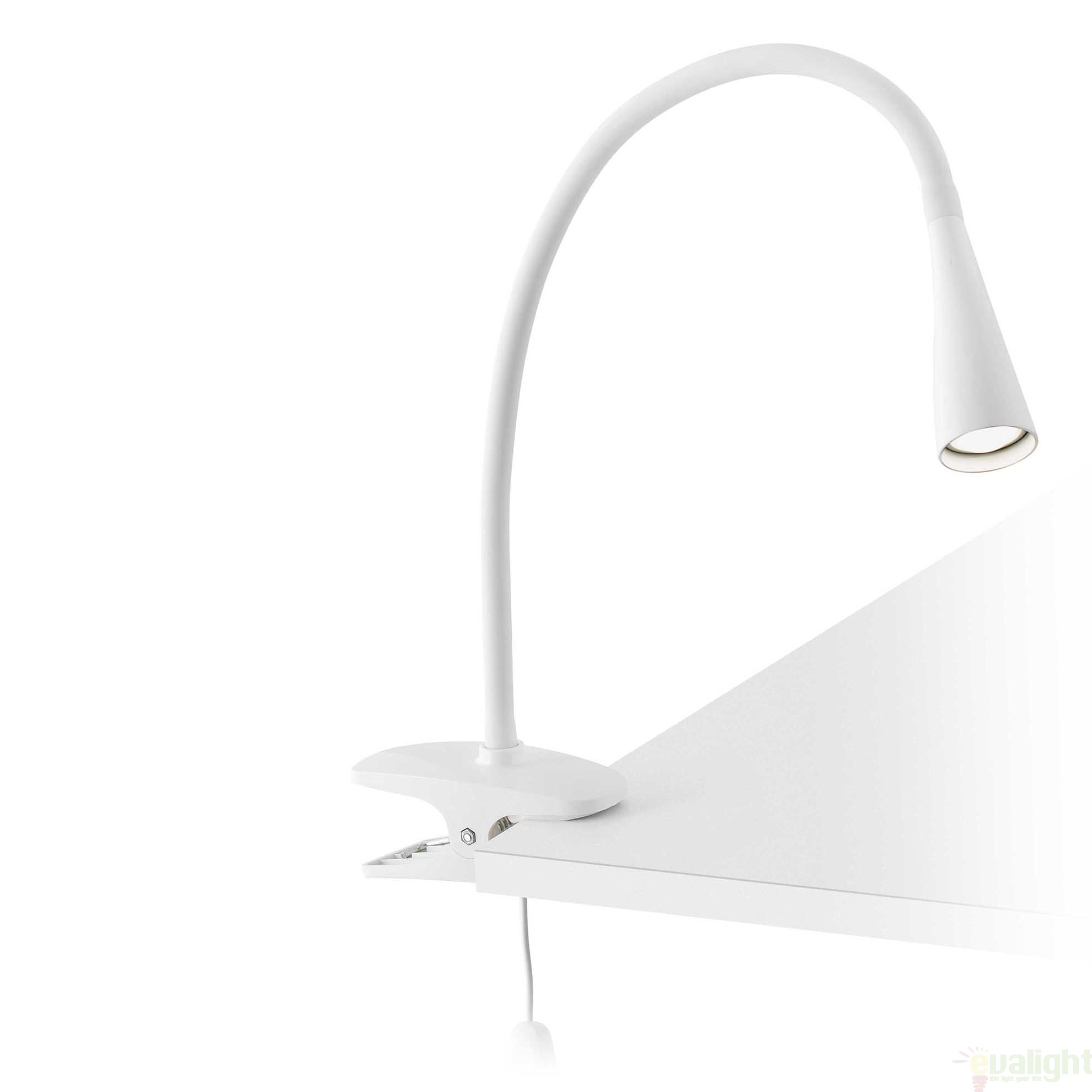Lampa LED de birou alba cu clip flexibila, LENA 52059 Faro Barcelona